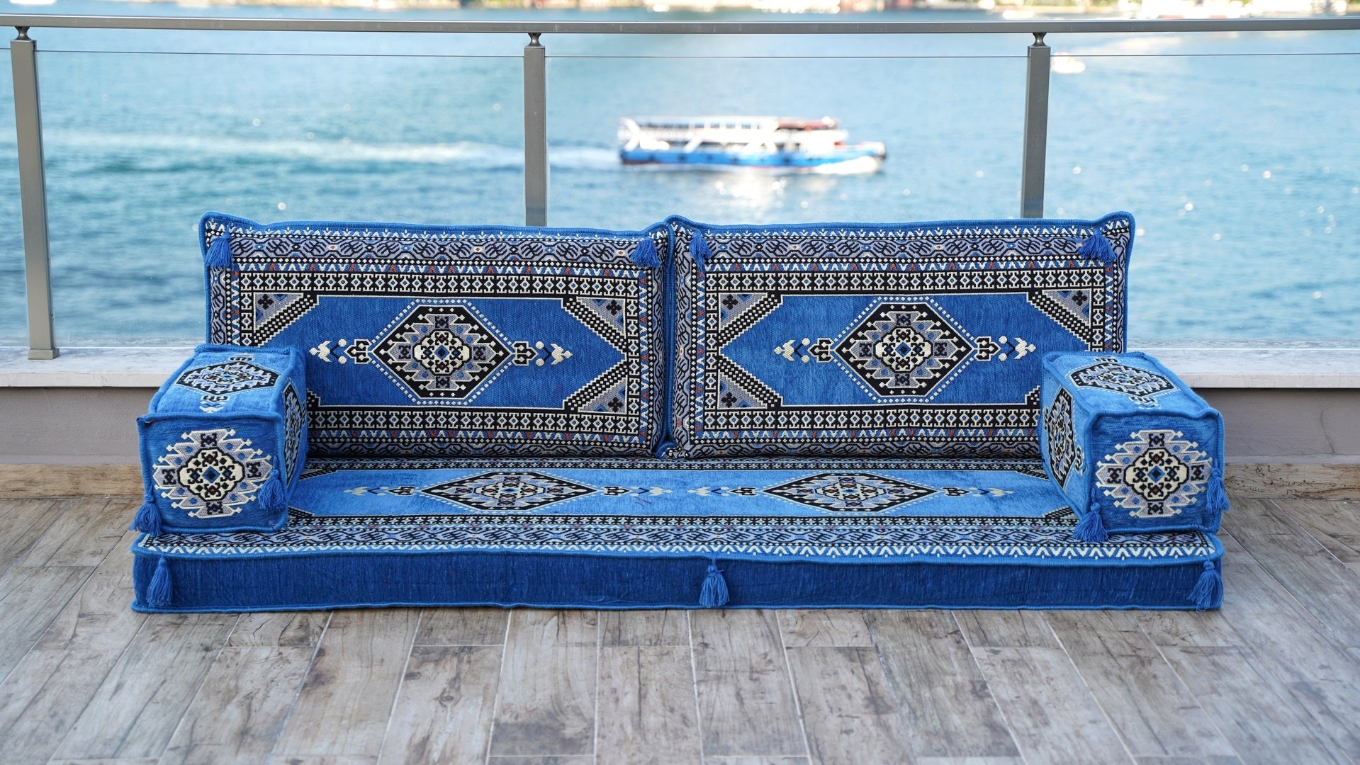 Blue Terrace Sofa, Floor Couch, Living Room Furniture, Loveseat Sleeper Sofa, Sectional Sofa with Ottoman Couch and Rug, Cama Sofa, Floor Cushions